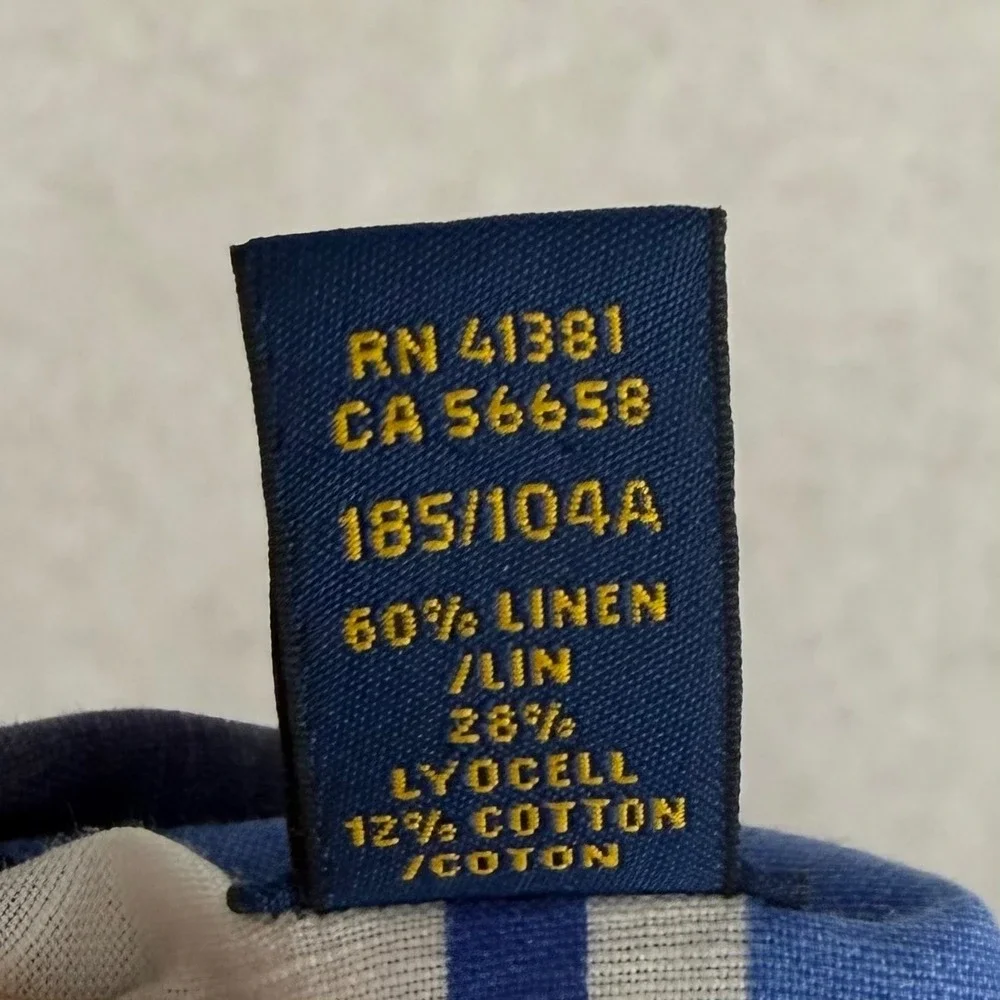 Polo Ralph Lauren Camp Shirt Mens XL Blue White Striped Linen Blend Summer